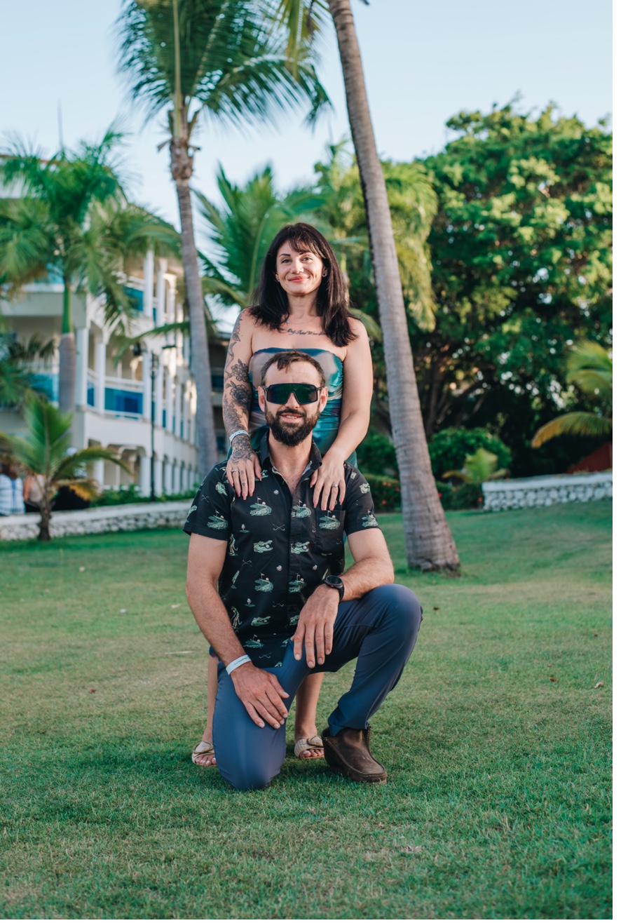 Leah and Brent in the garden